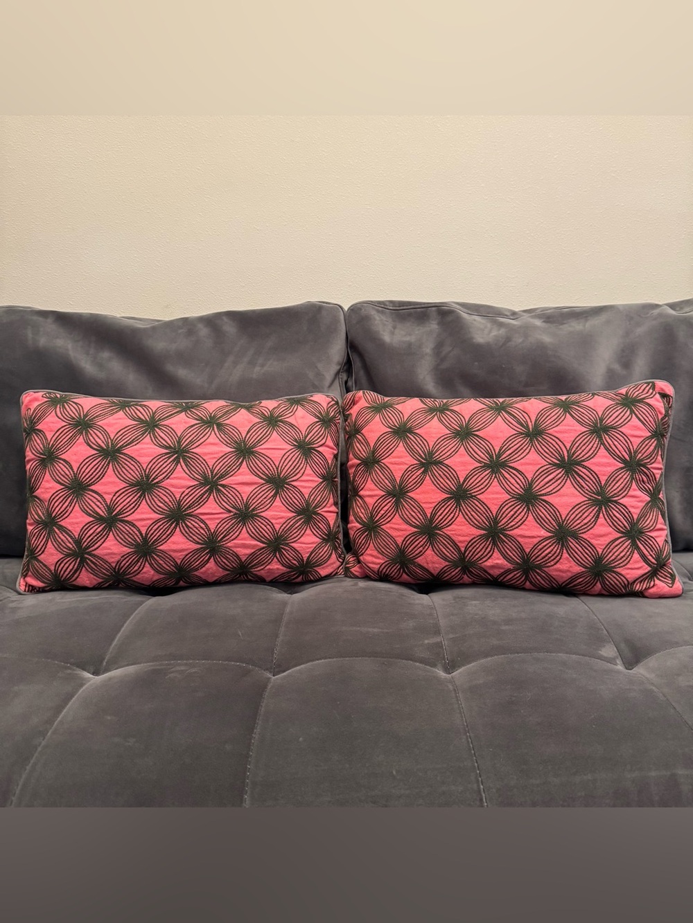 Set of 2 Lumbar Embroidered Accent Pillows